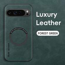 Luxury PU Leather Phone Case Suitable For Google Pixel 9a 9Pro 9 Pro XL 8a 8Pro 8 7A 7Pro 7, Supporting Magnetism, Strong Protection, And Excellent Quality - 綠色 - 查看 1