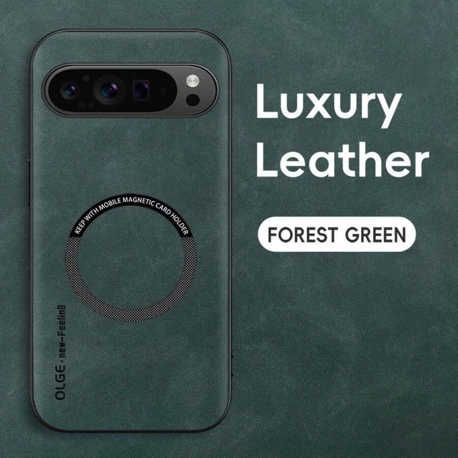 Luxury PU Leather Phone Case Suitable For Google Pixel 9a 9Pro 9 Pro XL 8a 8Pro 8 7A 7Pro 7, Supporting Magnetism, Strong Protection, And Excellent Quality - màu xanh lá - Xem 1