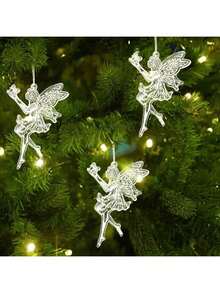 5 pezzi Pendente in cristallo acrilico, pendente decorativo appeso 2D, per decorazione matrimonio, balcone e giardino, catturatori di luce scintillanti, ornamenti angeli di Natale in acrilico, pendente ali di angelo, decorazione appesa a forma di angelo, adatto per albero di Natale, Capodanno, compleanno, matrimonio, Natale, decorazione atmosfera natalizia, decorazione natalizia (senza corda)