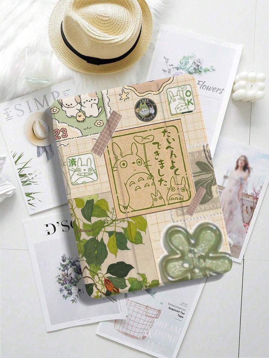 1 Pcs  Plants Stickers Pattern Trifold Stand Tablet Case With Pencil Holder Tablet Case, Anti-Fall IPad Stand, Foldable Non-Slip Adjustable Stand, Flexible Hybrid Protective Case, Suitable For IPad Air 4/5 (10.9-Inch), IPad 7/8/9 (10.2-Inch) 5/6/Air 1/2 (9.7-Inch), Air 3 (10.5-Inch), Pro (11-Inch) 10th Generation, 12.9-Inch, 13-Inch Tablet Case,  S6/A7/A8/A9/S7/S8/S9/S10/S9FE Tablet Case - Nhiều màu - Xem 1