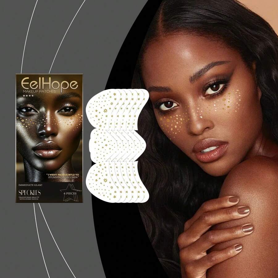 Pegatinas de tatuaje de punto de brillo Eelhope, pegatinas faciales, crea fácilmente maquillaje de pecas naturales, maquillaje de belleza - 4 piezas - Ver 1