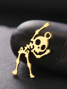 1 pieza Esqueleto bailarín minimalista de acero inoxidable, colgante de araña y murciélago, accesorio creativo con diseño de Halloween adecuado para collar, pulsera, llavero, aretes, accesorios hechos a mano DIY