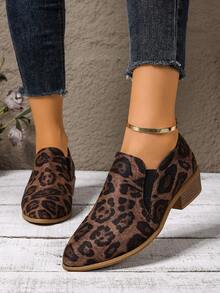 Zapatos de vestir casuales, cómodos y antideslizantes para mujer, con estilo retro británico, punta afilada, tacón grueso, unicolor, elásticos y versátiles - Multicolor - Ver 2