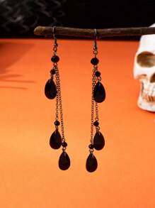 1 Pair Fashion Teardrop Tassel Dangle Earrings, Suitable For Women, Masquerade Ball, Party, Halloween Wear