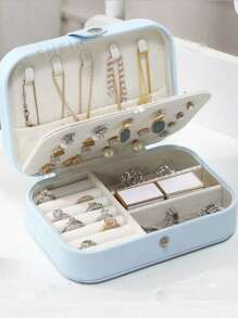 1pc Travel Jewelry Storage Box, Multi-Functional Waterproof Jewelry Case, Large Capacity Jewelry Organizer, Portable Jewelry Box For Earrings, Rings, Necklaces, Ideal For Halloween, Christmas, Birthday Gifts, Bridesmaid Gifts, Back To School, Bedroom Decor