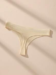 Paquete de 8 bragas tipo tanga de bikini acanaladas y sexys de unicolor para mujer, de algodón suave y transpirable sin costuras - Multicolor - Ver 6