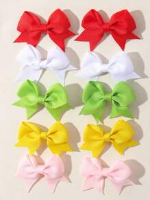10 件装罗缎丝带蝴蝶结发夹 女宝宝发夹 儿童发饰