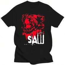 Movie Saw Horror Head Torture Shirt Cotton High Quality Aesthetic Grunge Graphic Pastel Retro T Shirt Graphic Gothic Graphic Y2k - màu đen - Xem 1