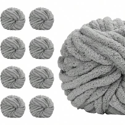 Fio Chenille Super Grosso 250g - Fibra de poliéster macia e espessa para tricô artesanal faça você mesmo, Fio artesanal com textura felpuda, adequado para cobertores, travesseiros, camas para animais de estimação, cachecóis, chapéus - Opções multicoloridas, Suprimentos para tricô, Fio para tricô, Têxteis aconchegantes para casa, Materiais texturizados para artesanato, Fio Chenille fofo