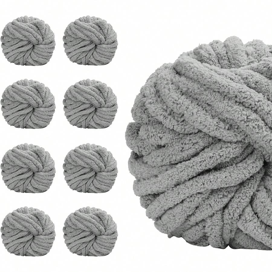 250g Super Chunky Chenille Yarn - Soft & Thick Polyester Fiber For DIY Handmade Knitting, Plush Texture Craft Yarn Suitable For Blankets, Pillows, Pet Beds, Scarves, Hats - Multi-Color Options Knitting Supplies, Knitting Yarn, Cozy Home Textiles, Textured Craft Materials, Fluffy Chenille Yarn