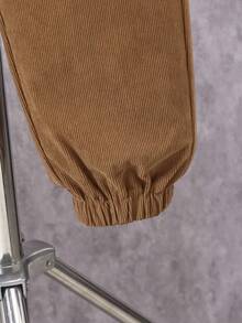 2pcs Boys' Colorblock Corduroy Casual Set, Autumn