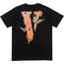 Fashion Men's Short Sleeved T-Shirt V Letter Printed Tops Casual Couple T-Shirt Hip Hop Short Sleeved Tops - 風格 V12 - 查看 7