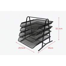 Bandeja de Escritorio Multinivel en Metal – Organizador de Documentos A4 con 2, 3 o 4 Niveles – Diseño de Malla Resistente, Ideal para Oficina, Hogar y Estudio - Negro - Ver 4