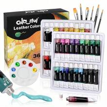 Kit de pintura acrílico para zapatillas, zapatos, bolsos y talla grande - 12/18 colores vibrantes, incluye finalizador y 6 pinceles con paleta - Juego de pintura flexible e impermeable para artistas y manualidades, 24/36 colores de pintura acrílico, 75ml de colores de pintura acrílico - Conjuntos - Ver 17