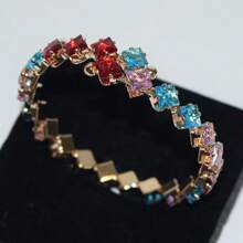 1pc Fashion Cubic Zirconia Decorated Open Ring, Suitable For Women's Daily Wear, Holiday & Friendship Gift