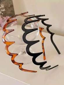 1条女士豹纹发箍 - 棕黑色动物图案防滑宽头巾，适合女士和女孩，时尚树脂发饰，可用于造型、工作、上学、化妆（豹纹发箍），女士发箍头饰发带 - 彩色 - 查看 3