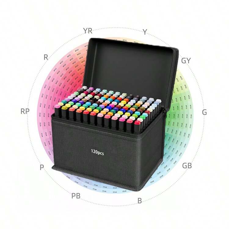 12/24/30/36/48/60/80/120/168色，学生水彩笔，双头油性马克笔，适合小学和初中学生使用，可用于学生绘画练习册 - 彩色 - 查看 16