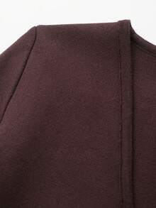V-Neck Solid Color Casual Knit Sweater With Metal Buttons, Suitable For Spring/Autumn/Winter - Brown - View 3
