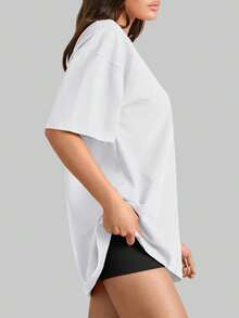 SUPEKYKO 大码女式短袖T恤 - 宽松运动上衣，适合健身、瑜伽和休闲穿着 | 四季皆宜 白色夏季 - 白色 - 查看 4