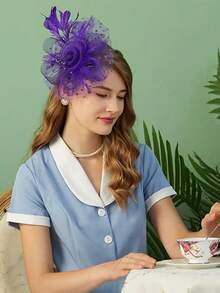 1 Pc Fascinators Hat For Women Tea Party Headband Kentucky Derby Wedding Flower Mesh Hair Clip Mini Hats Tiny Hats Mini Top Hat Mini Cap, School Stuff, Gifts, Classy, Festival Outfits, Rave Accessories, Hair Accessories, Gala Night