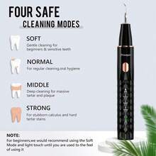1 Set Electric Tartar Eraser With LED Light, Tartar Eraser Cleaning Tool, 4 Replaceable Blades And 4 Dental Care Modes For Cleaning Teeth And Removing Tartar From Teeth, Father's Day Mother's Day Valentine's Day Gift (USB Rechargeable) - 黑色 - 查看 5