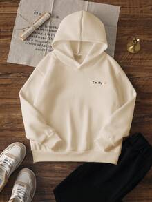 1 pieza Sudadera informal con estampado para niña preadolescente, forrada térmicamente, de manga larga, para otoño/invierno - Sudadera divertida y colorida para inspirar la imaginación en mentes jóvenes - Albaricoque - Ver 5