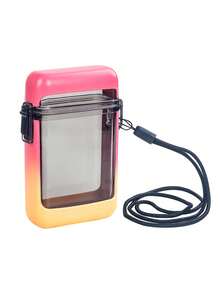 1pc Customized Sealed Waterproof Transparent Hanging Cord Cigarette Case, Holds 20 Cigarettes, Fashionable Ombre Color - Multicolor - View 13