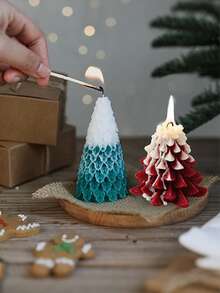 1/4 Stücke Weihnachtsbaum Silikonformen - DIY 3D Kerzen/Seife/Schokolade Herstellungsset - Baby Shower Gastgeschenke & Weihnachtsdeko Bastelzubehör