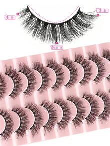 10 Pairs Of Natural Fluffy False Eyelashes, Naturally Extend The End Of The Eye, Beautiful False Eyelashes, Thick, Reusable
