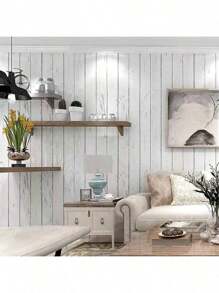 1pc Black And White Wood Grain Contact Paper, Peel And Stick Wallpaper, Vinyl Film, Self-Adhesive Removable Waterproof, Wood Texture Wallpaper For Wall, Countertop, Cabinet Decor