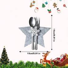 Set di posate decorato con stelle, 12 pezzi, porta posate a forma di fiocco di neve per decorazione tavola natalizia, decorazioni per tavola festiva, accessori per feste natalizie