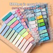 3200pcs/1600pcs/800pcs/200pcs, Morandi Color Adhesive Label, Index Sticker, Stickers Autocollants, Page Marking, Morandi Color Semi Transparent Writable Bookmarks And Reusable Bookmark Labels, Beautiful Ribbon Index Labels, European And American Retro Fluorescent PET Transparent Self-Adhesive Notes, Encoded Adhesive Labels