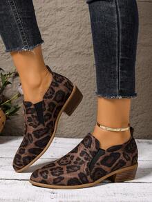 Zapatos de vestir casuales, cómodos y antideslizantes para mujer, con estilo retro británico, punta afilada, tacón grueso, unicolor, elásticos y versátiles - Multicolor - Ver 7