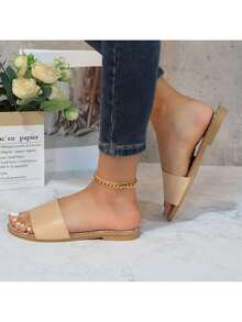 Women's Glitter Shiny Slide Sandals Sparkle Fancy Flat Slippers Slip-On Jeweled Shoes  BINGO-2 - khỏa thân - Xem 2