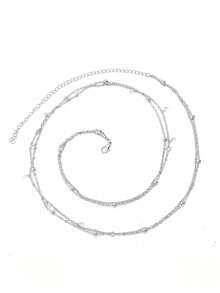 多层串珠性感银金腰链珠肚脐链水晶肚链水钻可调节比基尼腰带身体链腰带肚脐首饰夏季海滩度假派对配饰女士和女孩