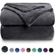 1 manta de franela acolchada súper suave para sofá o dormitorio, cálida, acogedora y liviana, adecuada para dormir, ver películas, sofá, manta acogedora y cálida en otoño e invierno, lavable a mano o a máquina. - Gris Oscuro - Ver 6