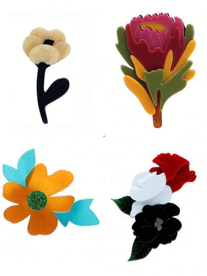 قطعة واحدة من مجموعة دبابيس الأكريليك اليدوية للنساء بتصاميم الثعلب والباندا والخطاف، دبابيس حيوانات كاكسسوار للفستان والعطلات والحفلات