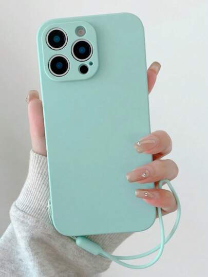 1 件纯色硅胶液体手机壳带挂绳，适用于三星，兼容 11/12/13/14/15/16 Pro Max、三星 S22/23/24/S25+ UA04/A05/A14/A15/A24/A25/A34/A54 SA56/A36/A26 防水防震防摔防刮