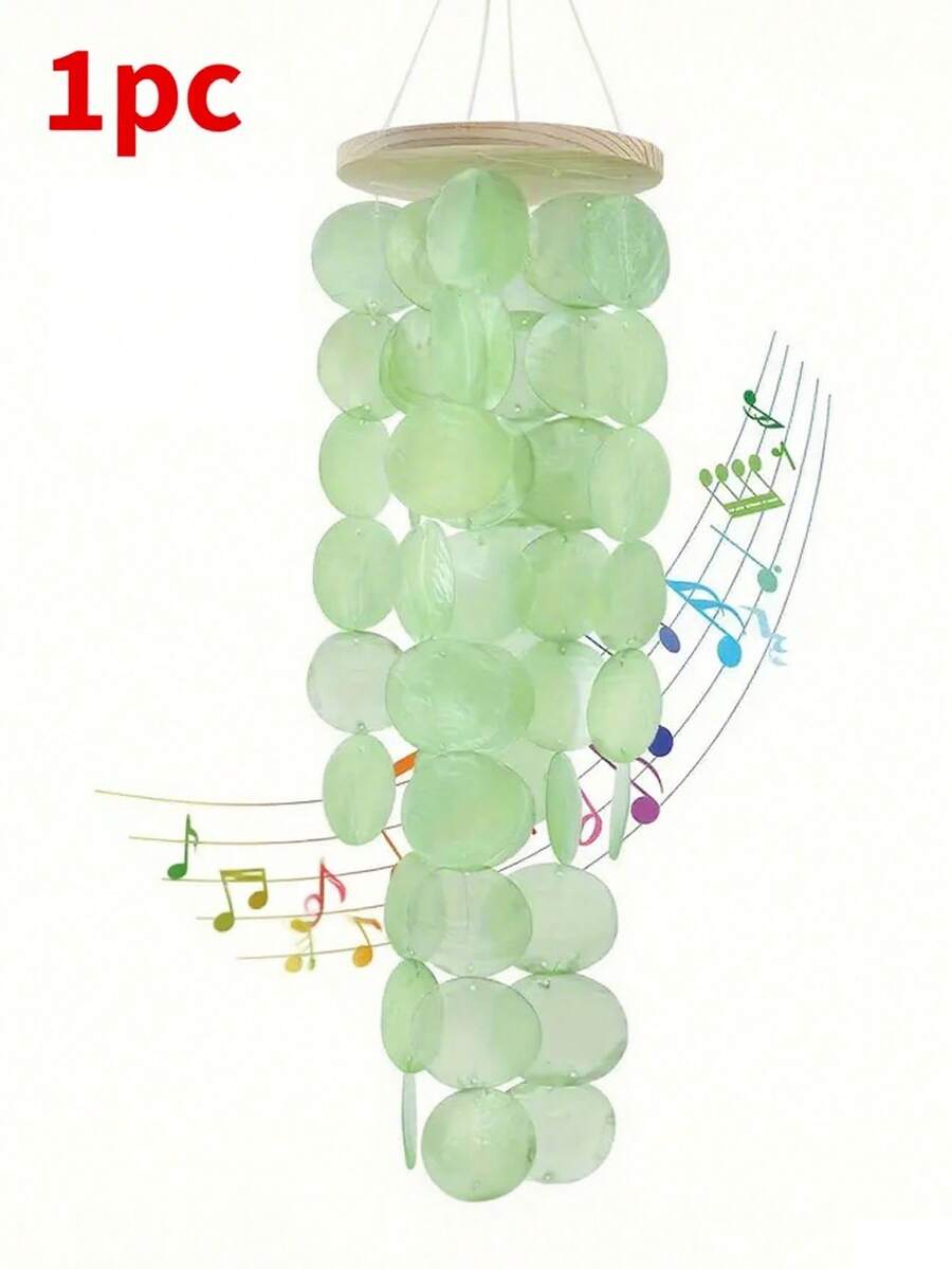 1pc Garden Shell Wind Chime - Coastal Style Outdoor/Indoor Garden Decoration Home Window Rainbow Color Wind Chime Decoration Gift Hanging Ornament Perfect Gift For Women And Wind Chime Lovers, Outdoor Wind Chime, Country Style Decoration Natural Elements - 白色 - 查看 1