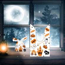 50 Pieces Halloween Rabbit Ear Snack Bag Halloween Rabbit Ear Candy Gift Bags Rabbit Goody Bags Halloween Bags Party Supplies - Haunted Castle - View 2