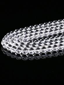 15 英寸 4/6/8/10/12 毫米高品质天然透明石英珠，珠宝 DIY，纯天然石英材料半成品，透明，适用于手工手链/项链，男女通用，多种尺寸可选，多功能工艺材料 - 無色 - 查看 4