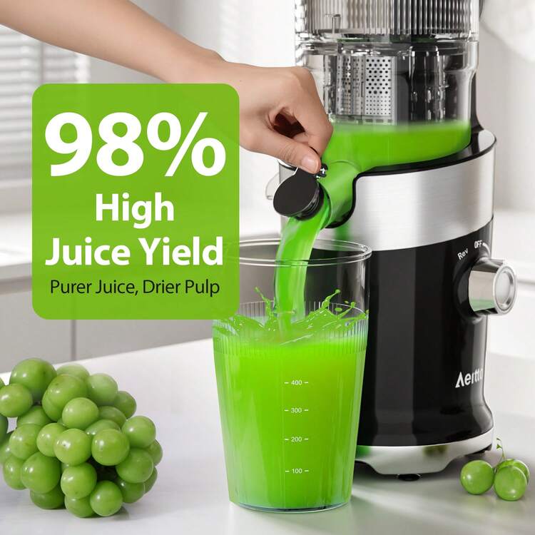 4.9" Extra Wide Feed Chute Cold Press Juicer| Slow Press Technology | Higher Juice Extraction | Quick-Clean System | Premium Kitchen Appliance For Fresh Morning Drinks & Brunch Time​ - 查看 5