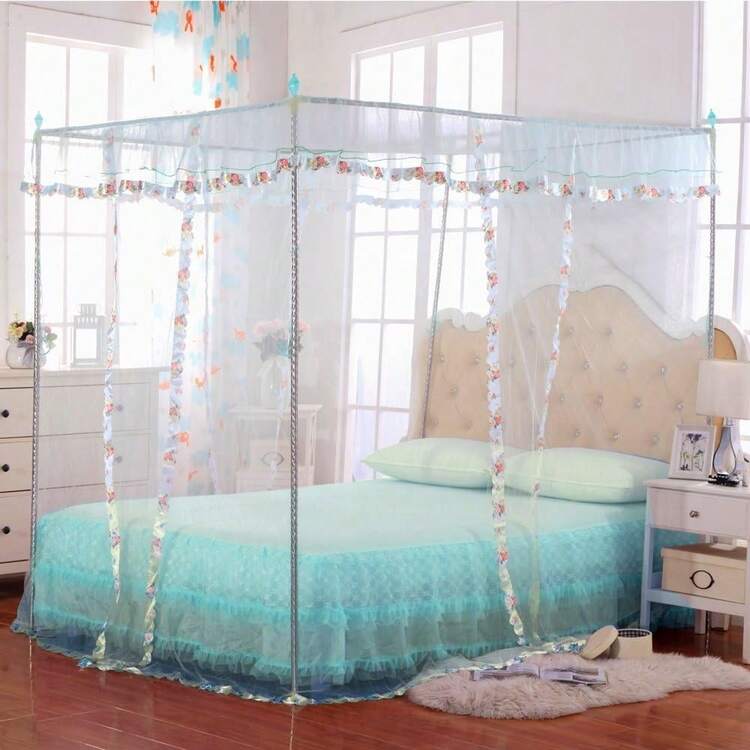 Canopy Bed Curtains Twin - 4 Corner Canopy For Beds, Bed Canopy For Girls Adult, Bedroom Decor (Twin Size, Light Blue),11376875 - Blue - View 2