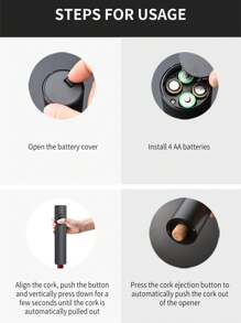 CLITON 电动葡萄酒开瓶器，电池供电自动开瓶器，葡萄酒爱好者的礼物，男女皆宜（黑色）