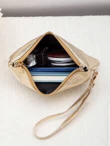 1 chiếc ví cầm tay đựng tiền xu dành cho nữ, thích hợp cho các quý cô, các cô gái, đi ăn tối, đi chơi tối, tiệc tùng, mua sắm, đi làm hàng ngày, du lịch và các dịp khác - Vàng - Xem 6