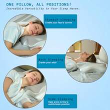 SComfort Memory Foam Pillow For Neck Pain Relief Cervical Support Cooling Material Ergonomic Bed Massage Pillow For Side Back Stomach Sleepers - 白色+灰色 - 查看 4