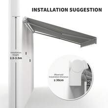 12' X 8' Patio Awning Manual Retractable Sunshade W/ Crank Handle, Light Grey - mặc định - Xem 8