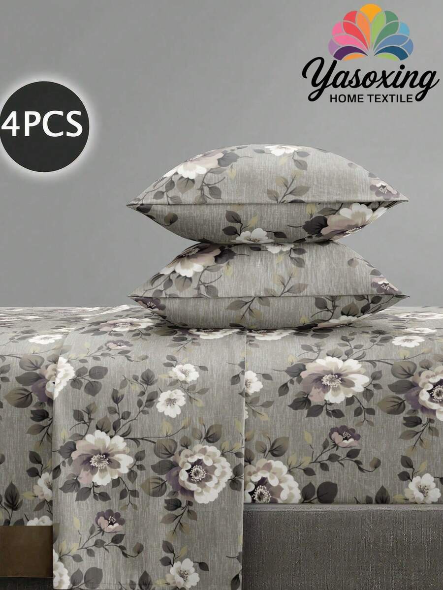 Bộ 4 tấm/bộ họa tiết hoa lá thực vật Bộ chăn ga trải giường mềm mại dễ chăm sóc bằng sợi nhỏ Bộ chăn ga trải giường vừa vặn (1 tấm trải phẳng + 1 tấm trải giường vừa vặn + 2 vỏ gối) Bộ chăn ga trải giường vừa vặn King Queen Full TWIN KÍCH THƯỚC Túi sâu lên đến 11,8 inch Vỏ gối, mềm mại, thoáng khí, không nhăn Tốt hơn cho giấc ngủ, Phong cách khách sạn sang trọng, Quà tặng cho mẹ bố bạn bè Bộ đồ giường ký túc xá Bộ đồ giường trường học trở lại - Nhiều màu - Xem 1