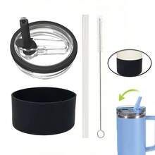 4 件兼容 杯配件、Incloud 1 件 40 盎司杯盖替换装、1 个 7.5 厘米杯垫、1 根吸管、1 个适用于 的刷子、可重复使用的杯盖、1 件适用于 杯的防溢防溅杯盖 - 彩色 - 查看 11