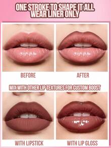 MISSLYN Silky Lip Liner Pencil, Lip Liner, Smooth Application, Long-Lasting Color, Precise Outlining, Smudge-Proof, One-Stroke Application, Silky Smooth, Lip Makeup, 3D Effect, Wooden Pencil Design, Classic Pencil Shape - #06 - Xem 3
